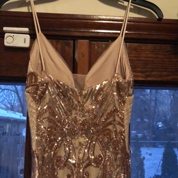 Long Gold Beaded Betsy & Adam Formal Dress. Size 2 - Picture 8 of 11